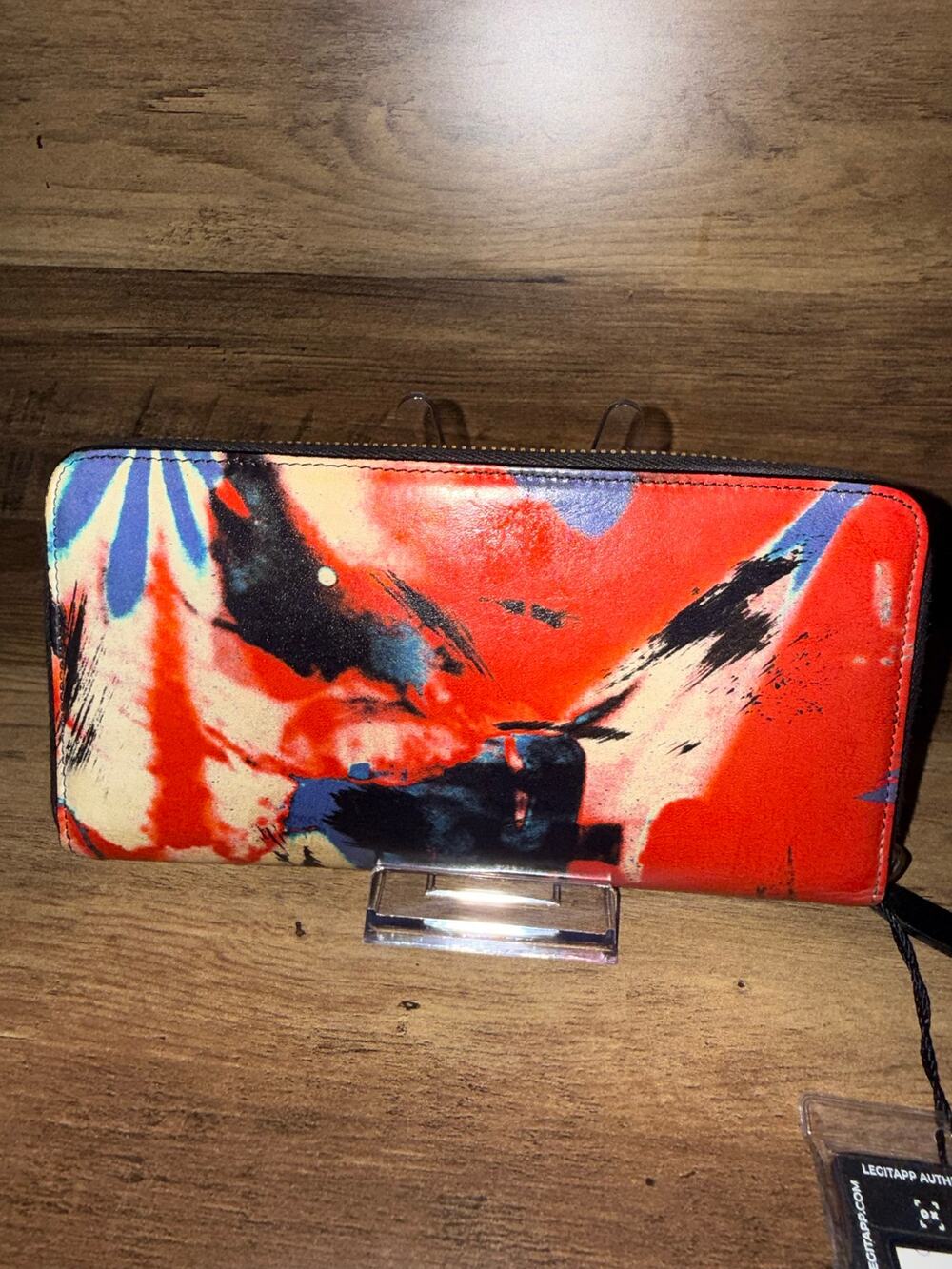 Dior Homme Abstract Graphic Printed Leather Zip Around Long Wallet